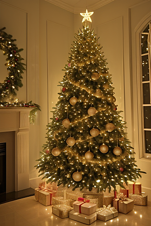 灯光圣诞树的装饰艺术