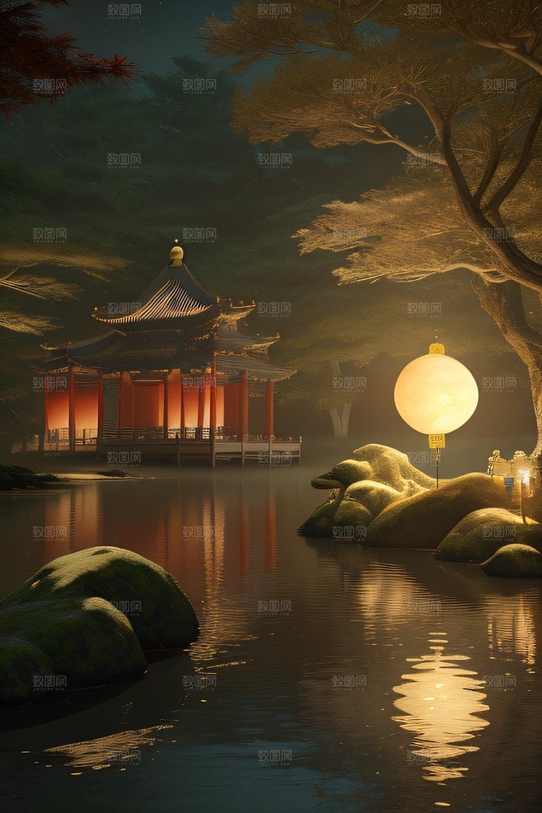 神秘古都璀璨之夜光影交错