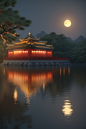 神秘古都璀璨之夜光影交错
