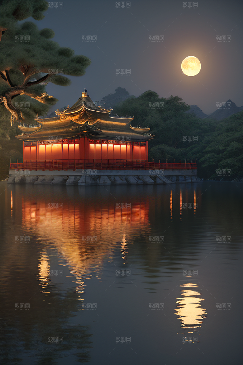 神秘古都璀璨之夜光影交错