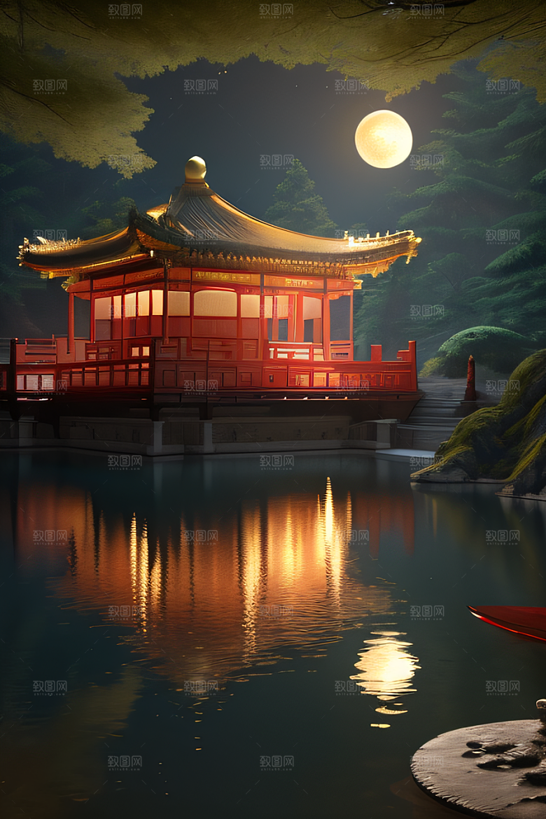 神秘古都璀璨之夜光影交错