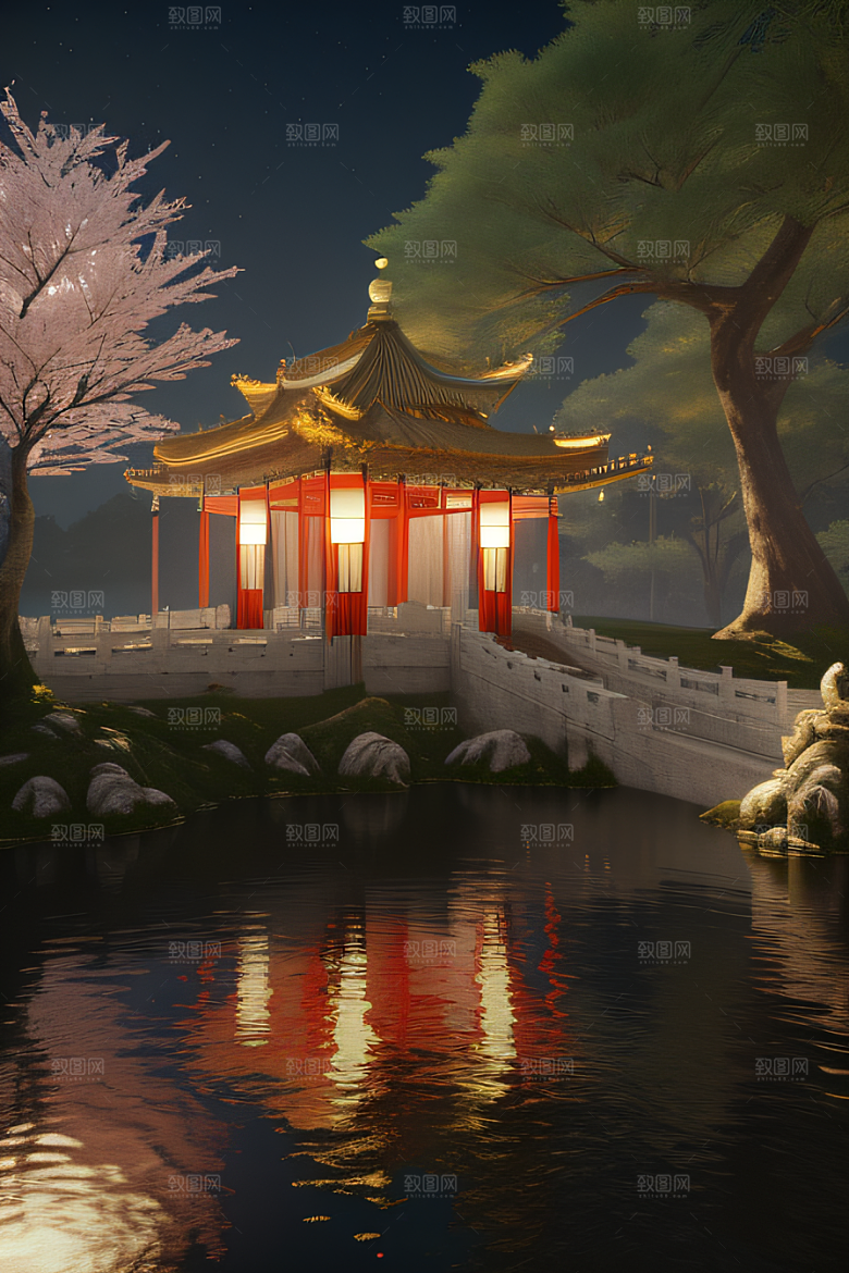 神秘古都璀璨之夜光影交错