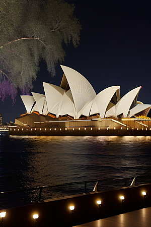 远看悉尼歌剧院的建筑摄影