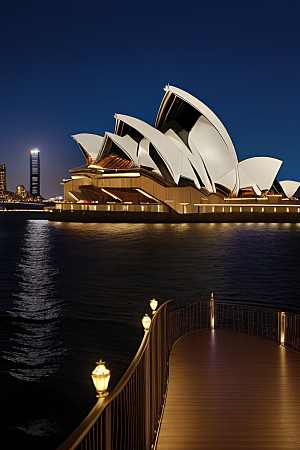 远观悉尼歌剧院的光影艺术