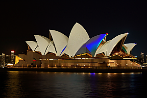远看悉尼歌剧院的夜晚美景