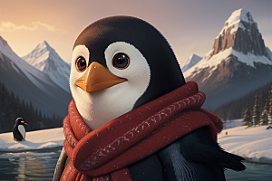 可爱企鹅的红领巾头像