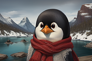 红领巾下的企鹅形象设计