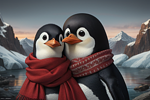 可爱企鹅的红领巾人物