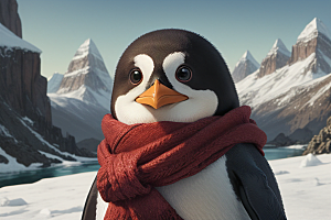 可爱企鹅的红领巾形象