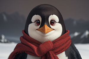 可爱企鹅的红领巾形象