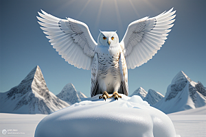 冰雪守护者神秘冰雕中的猫头鹰雕像