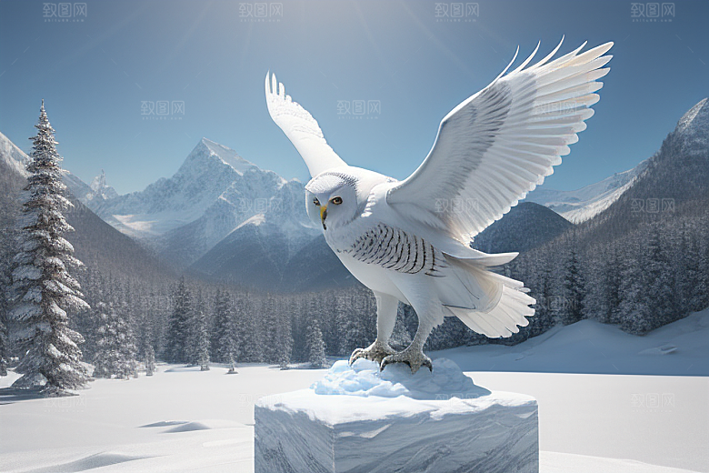 冰与火之谜戏剧化光影下的干冰猫头鹰