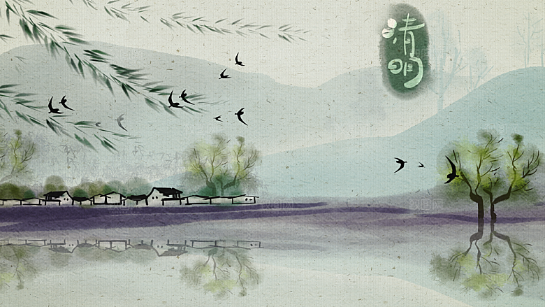 简约清明节传统节日踏青广告设计宣传海报