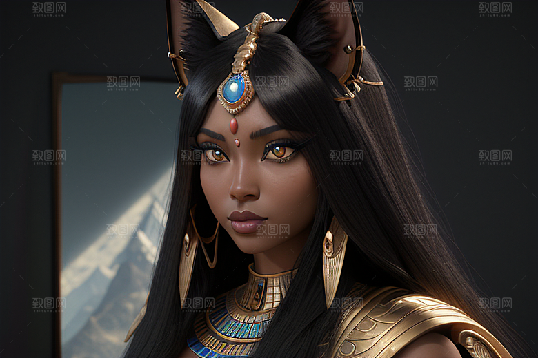 猫神之威庄严的人形女神巴斯特