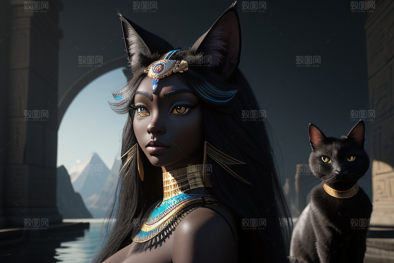 猫神之威庄严的人形女神巴斯特