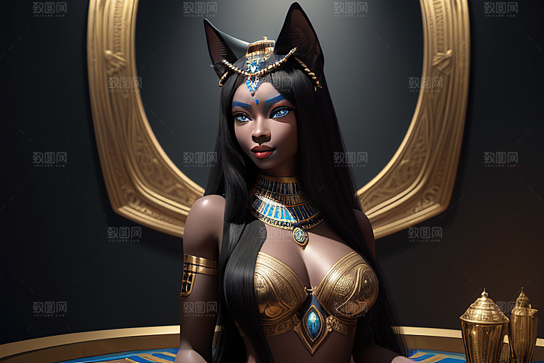 猫神之威庄严的人形女神巴斯特