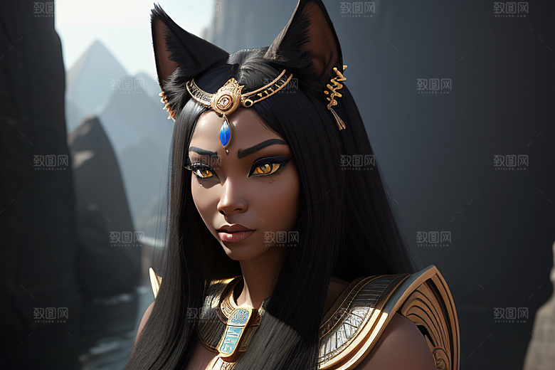动感姿势充满动态感的巴斯特女神形象