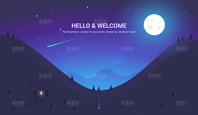 矢量夜晚风景插画背景