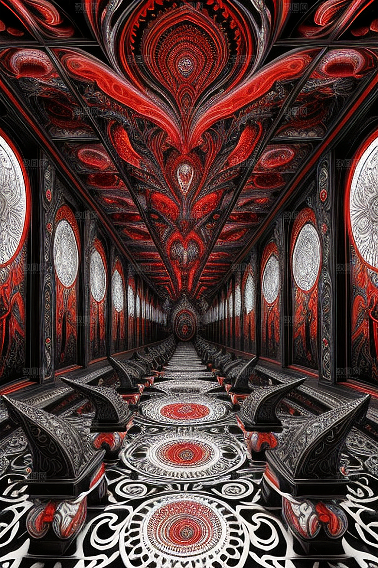 红色迷离绚丽细节的奇幻之旅