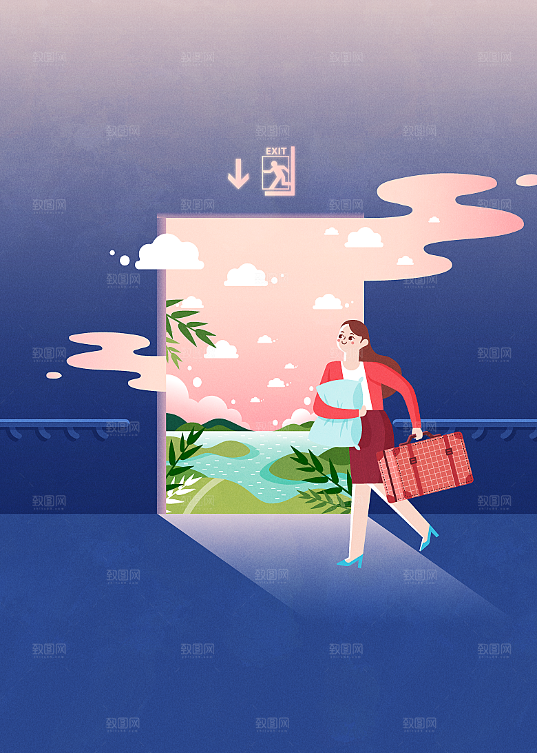 简约大气人物插画海报