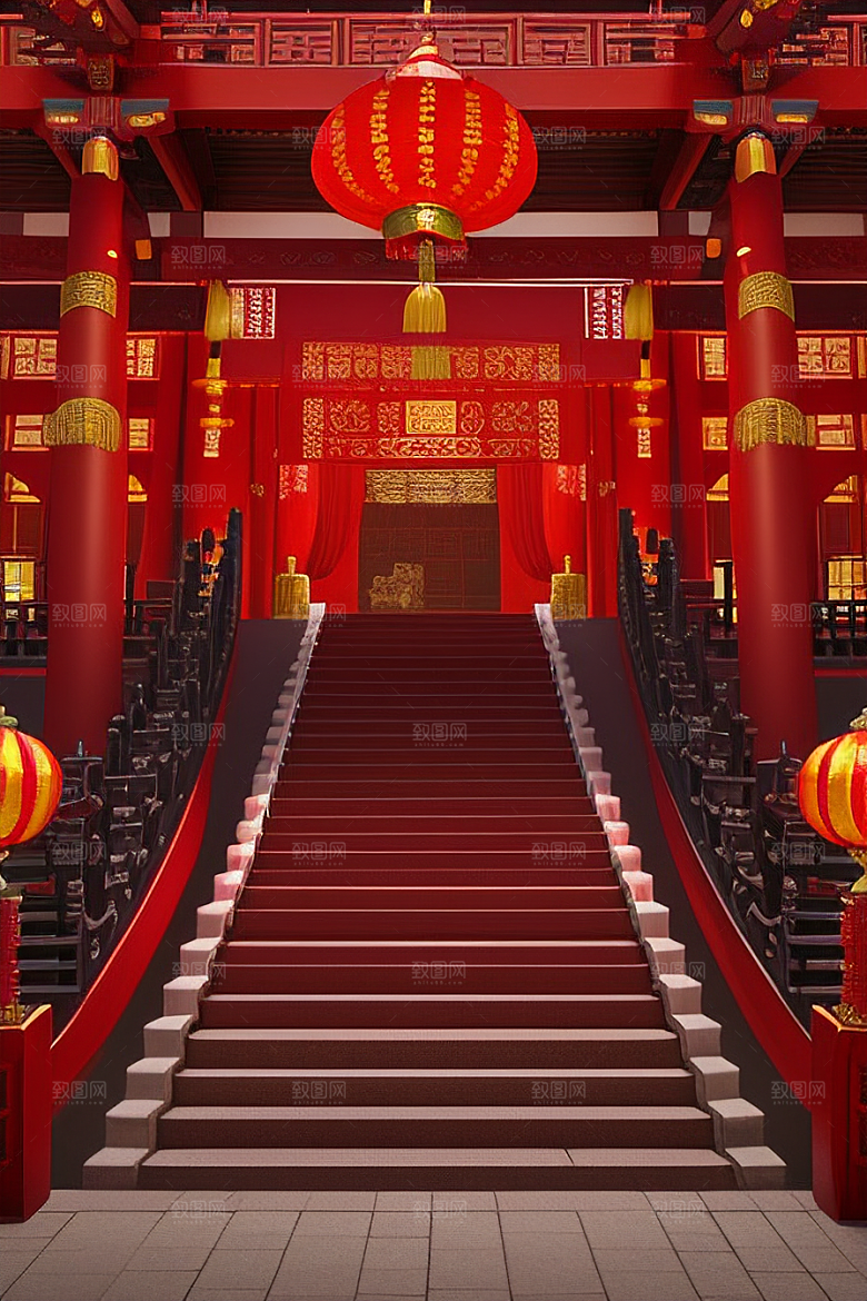 复杂的中国雕刻式门楼