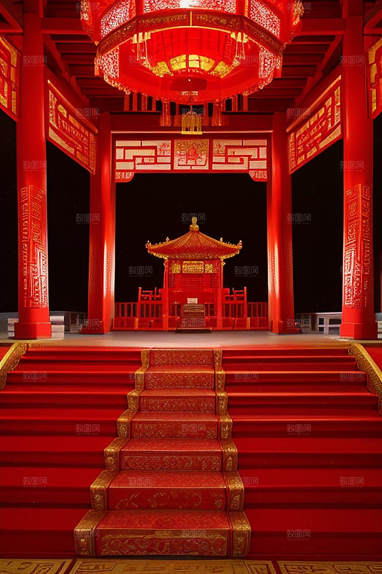 复杂的中国雕刻式门楼