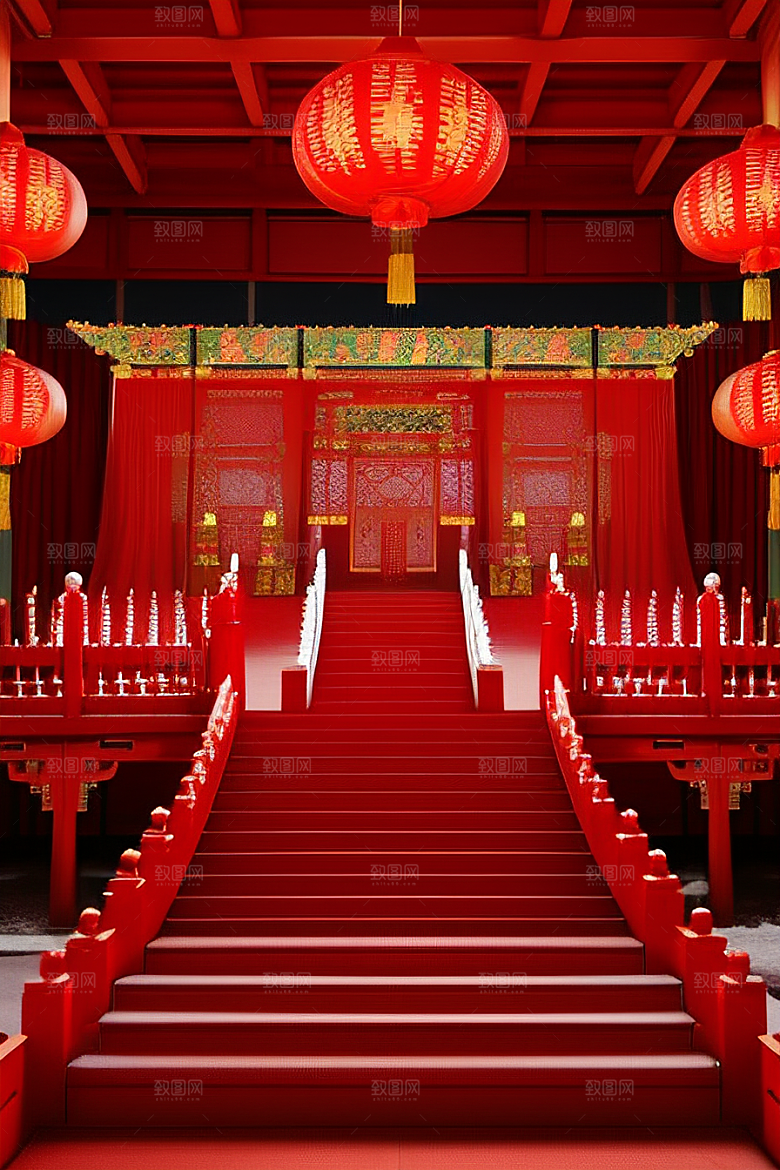 复杂的中国雕刻式门楼