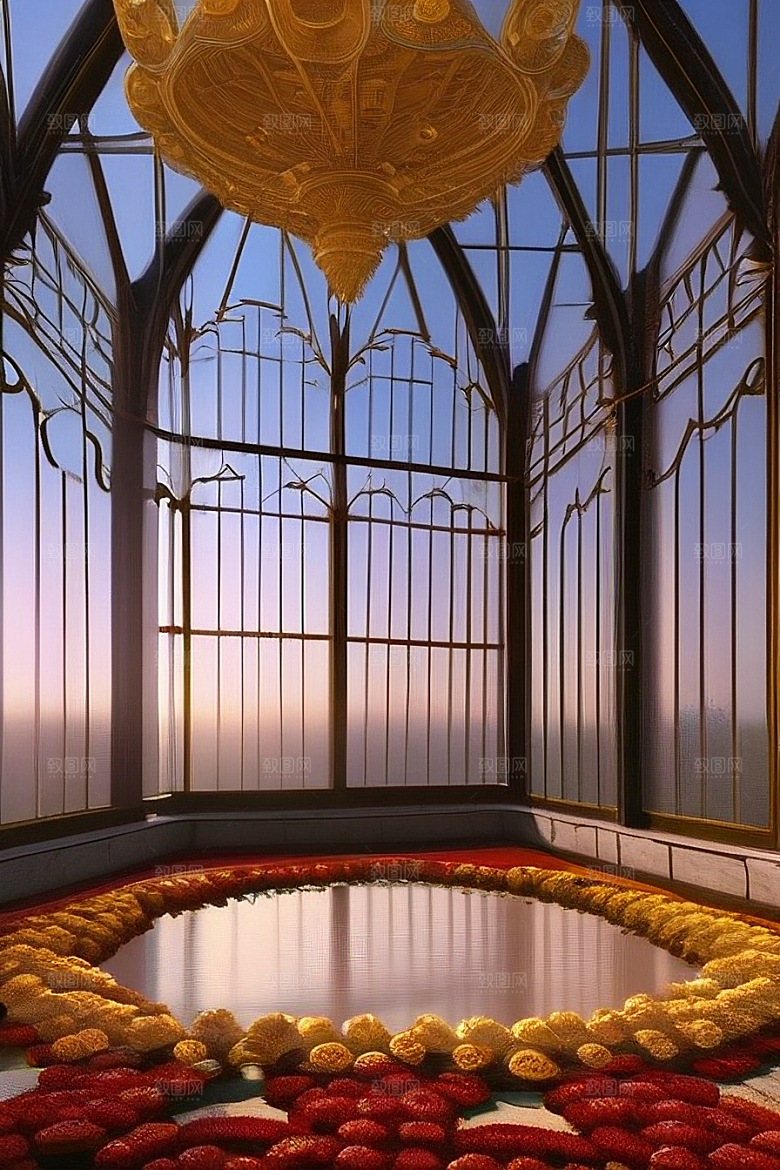 玫瑰花海冰湖浪漫背景