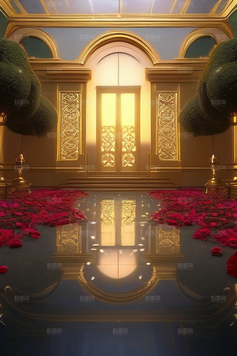 玫瑰花海冰湖浪漫背景