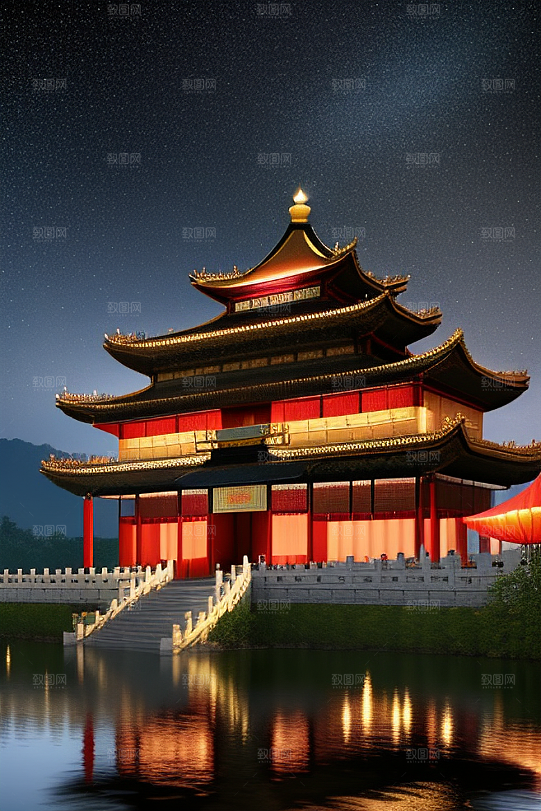 影视效果高清晰度中国风宫殿渲染