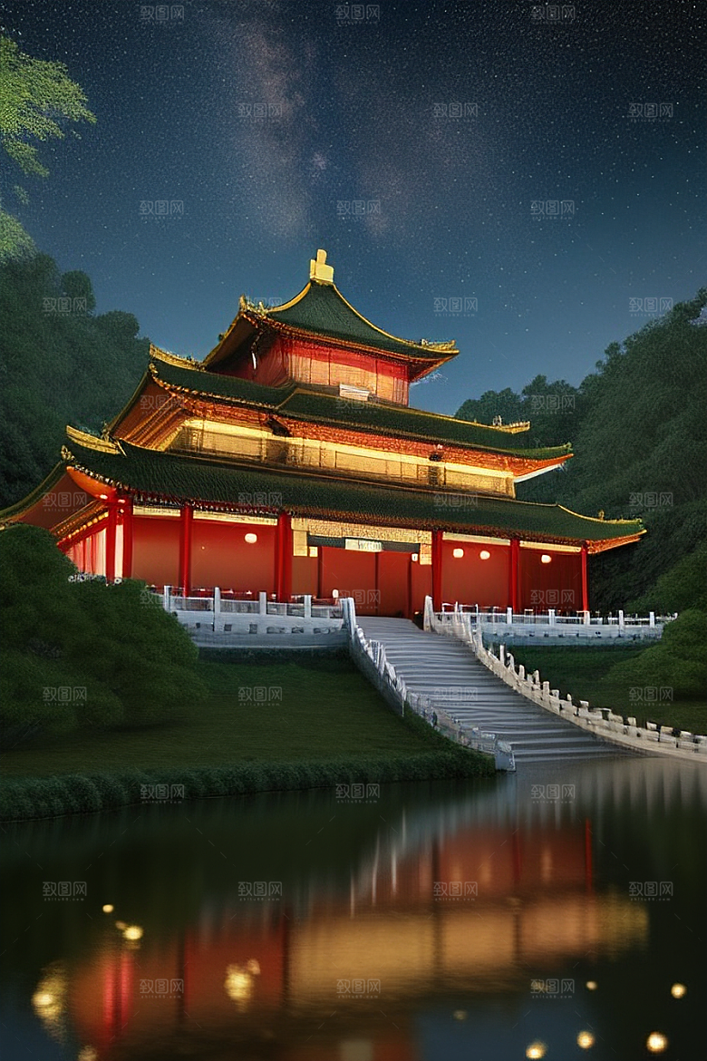 影视效果高清晰度中国风宫殿渲染