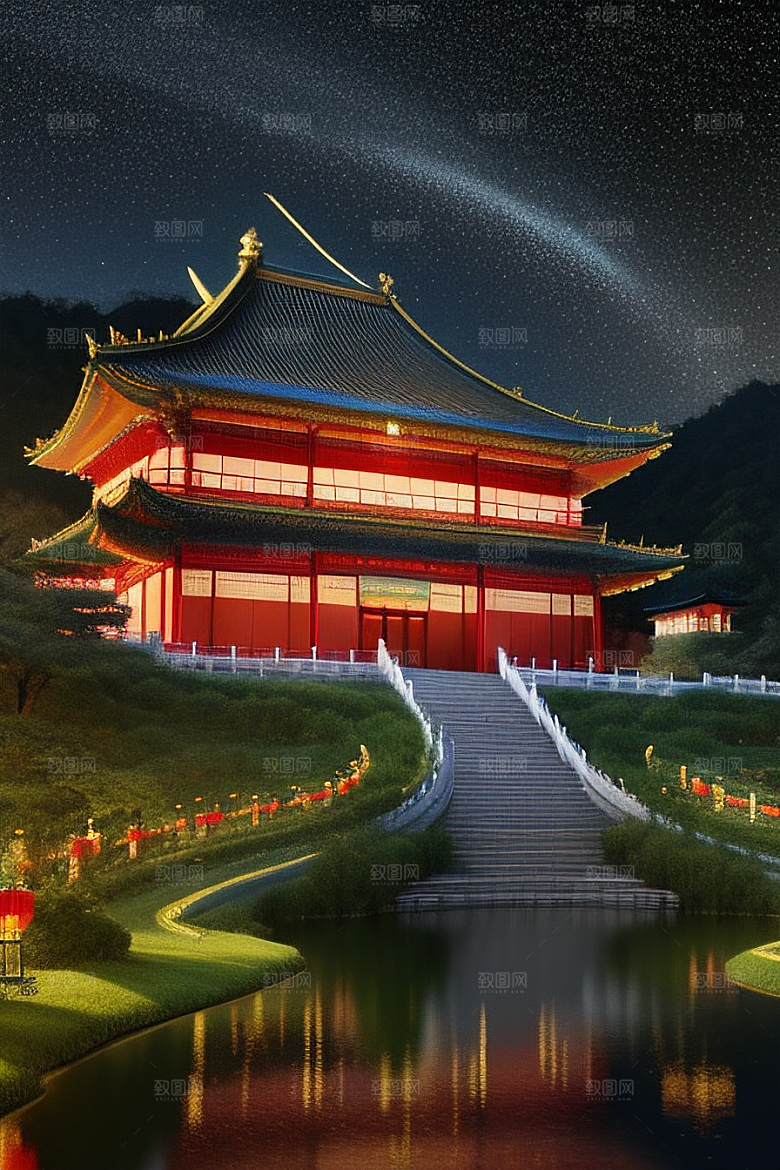 影视效果高清晰度中国风宫殿渲染