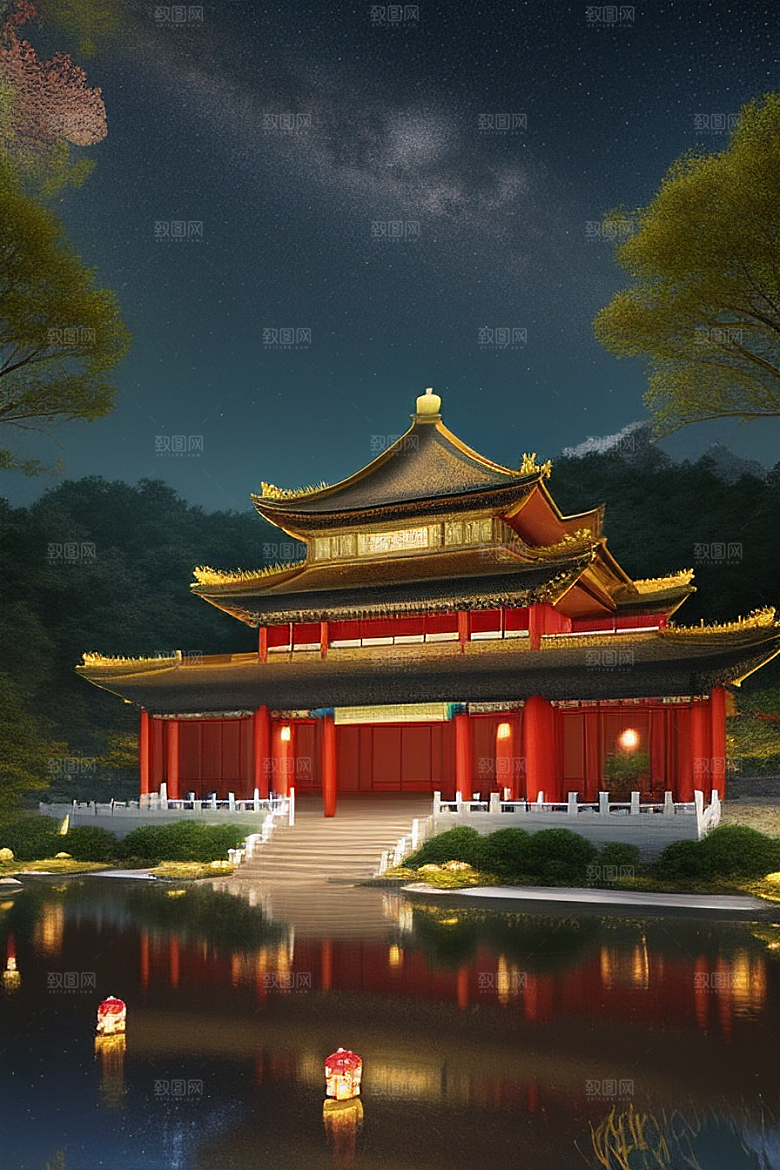 眼前的童话中国风金碧辉煌宫殿