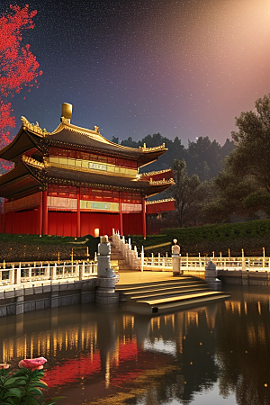 眼前的童话中国风金碧辉煌宫殿