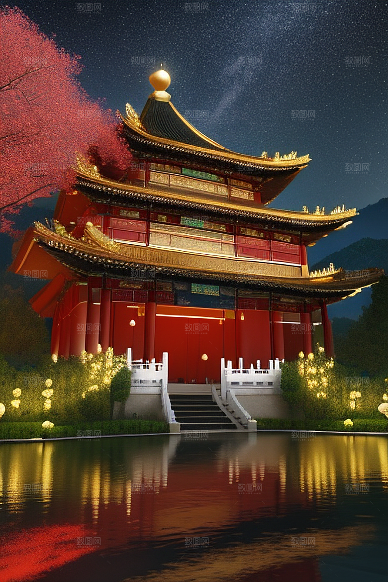 眼前的童话中国风金碧辉煌宫殿