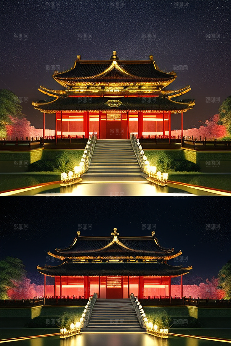眼前的童话中国风金碧辉煌宫殿