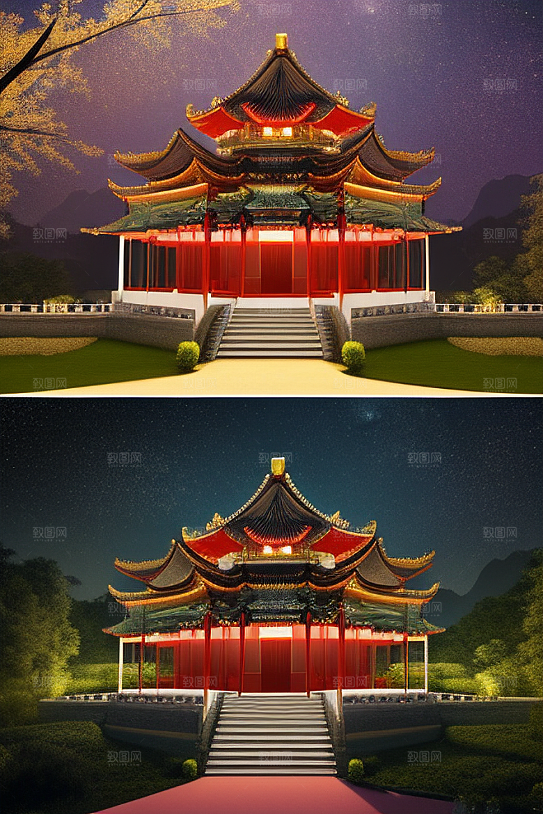 梦幻般的中国风宫殿超细节描绘