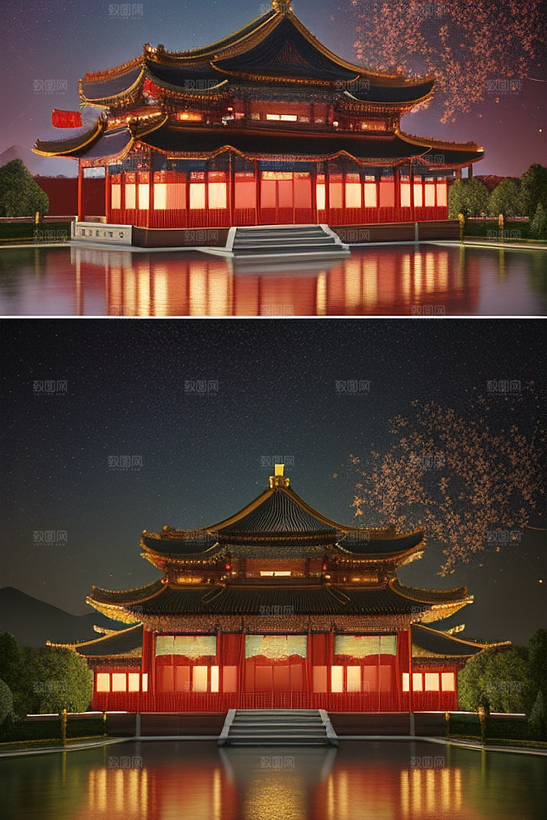 超大视角中国风宫殿的震撼视觉