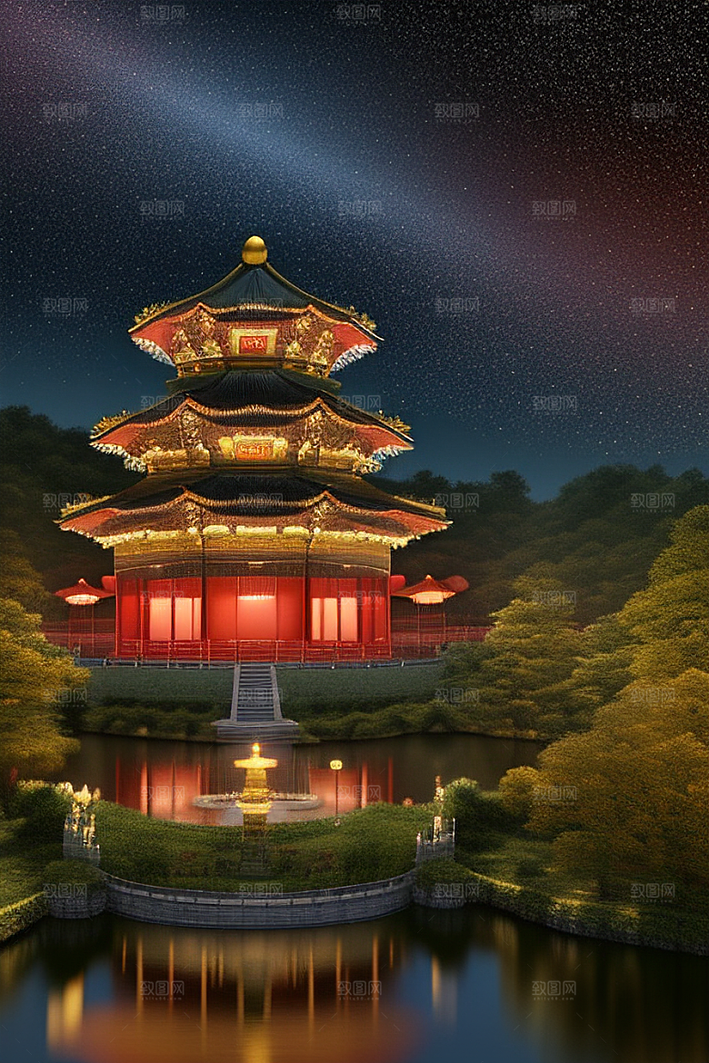 超大视角中国风宫殿的震撼视觉