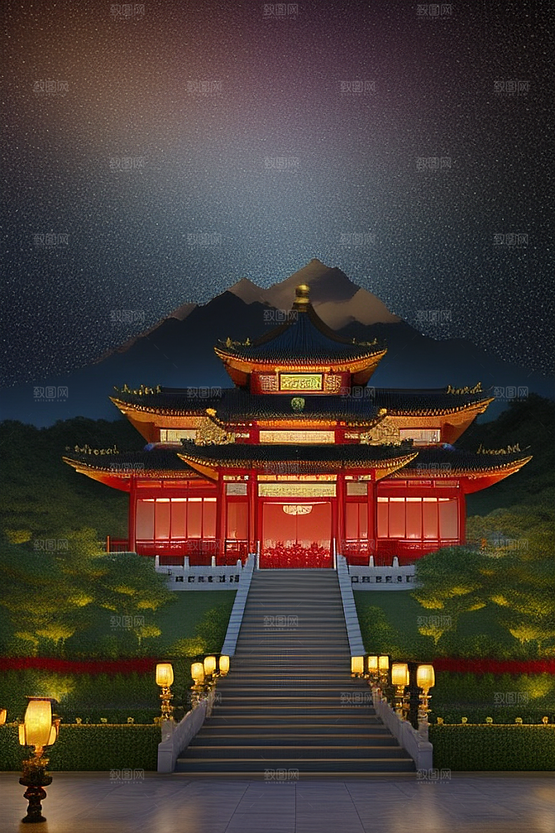 超大视角中国风宫殿的震撼视觉