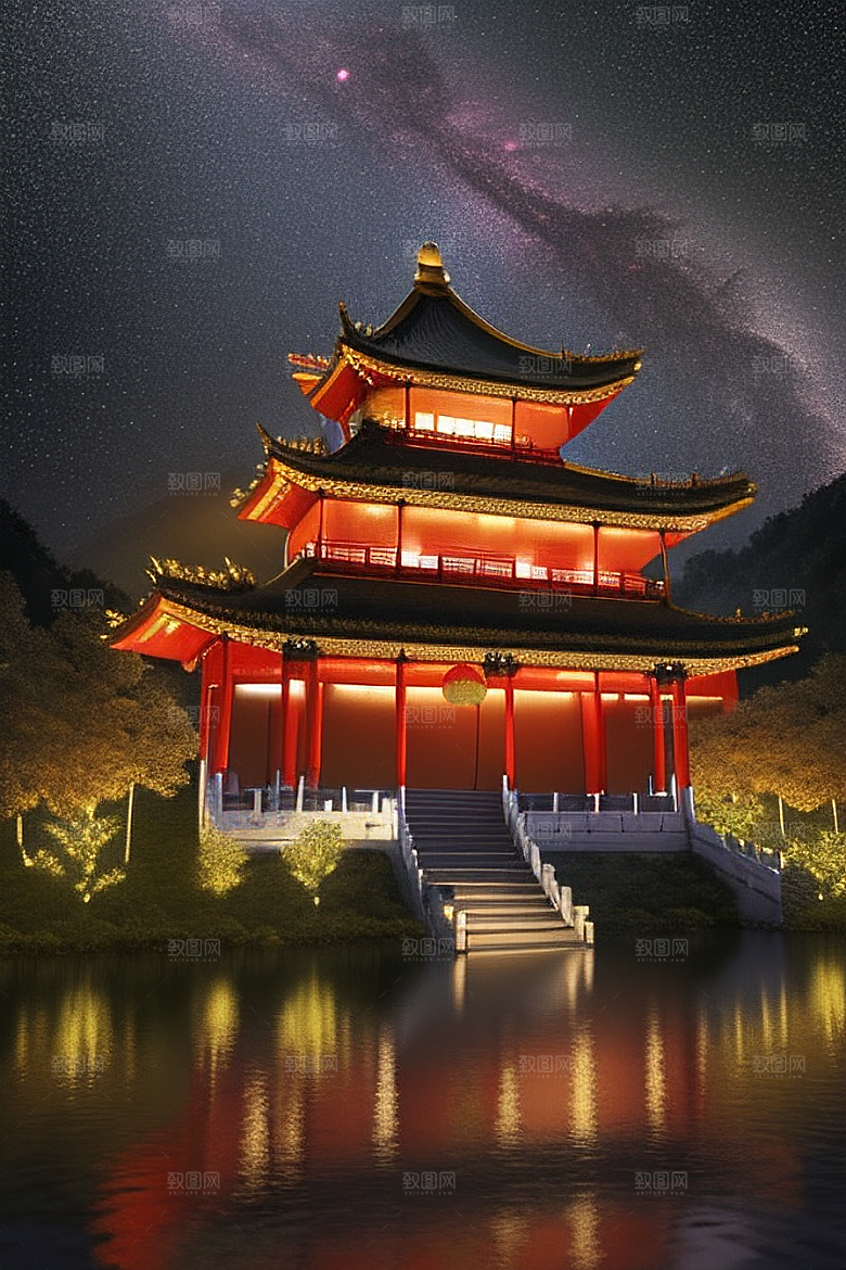 超大视角中国风宫殿的震撼视觉