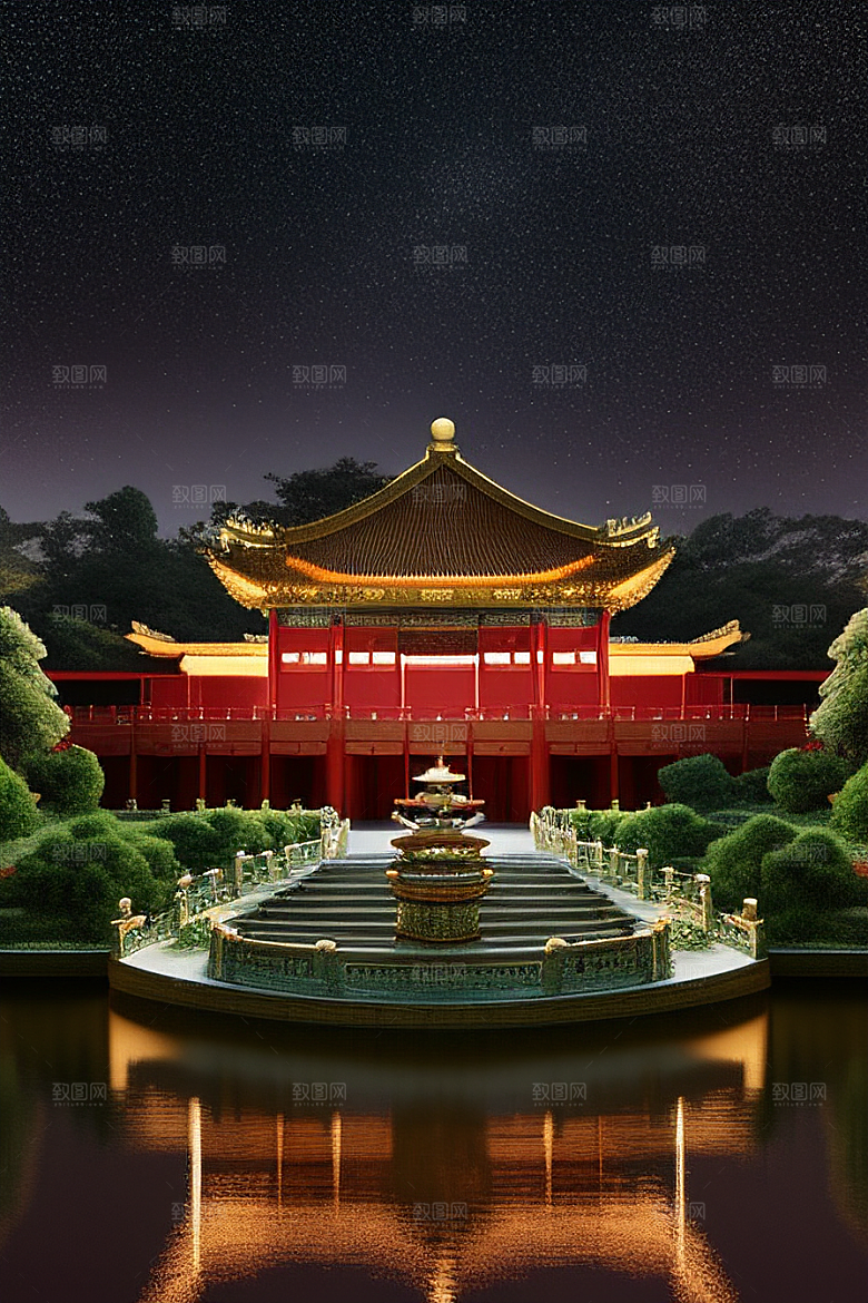 金碧辉煌的中国风宫殿超高清渲染