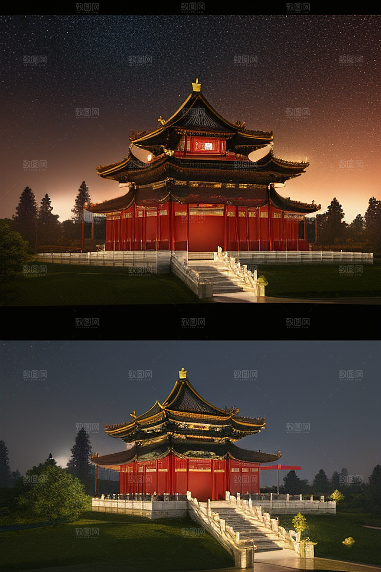金碧辉煌的中国风宫殿超高清渲染