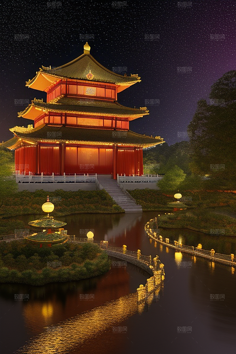 金碧辉煌的中国风宫殿超高清渲染