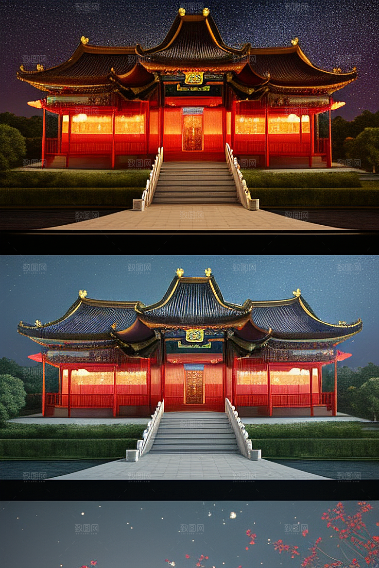 金碧辉煌的中国风宫殿超高清渲染