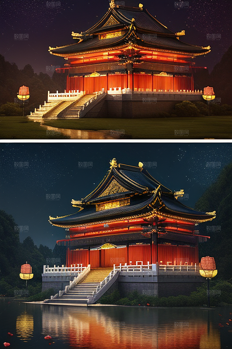 金碧辉煌的中国风宫殿超高清渲染