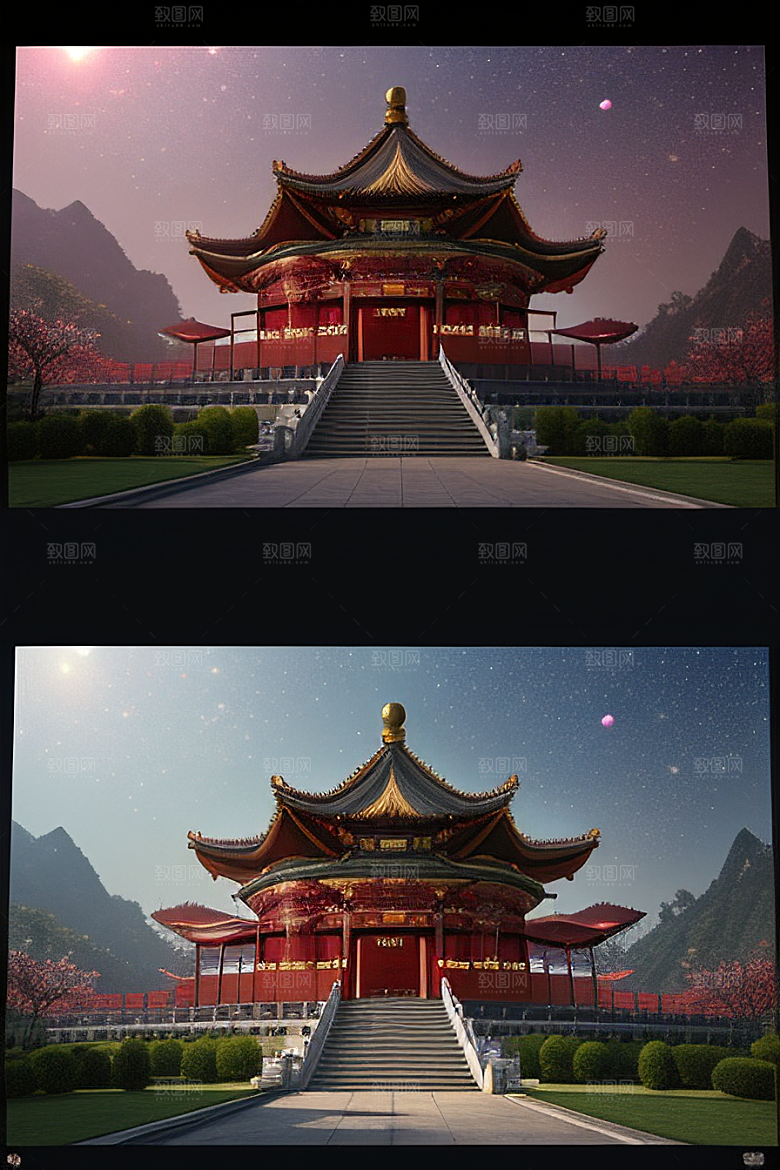 梦幻视觉冲击中国风宫殿高清渲染