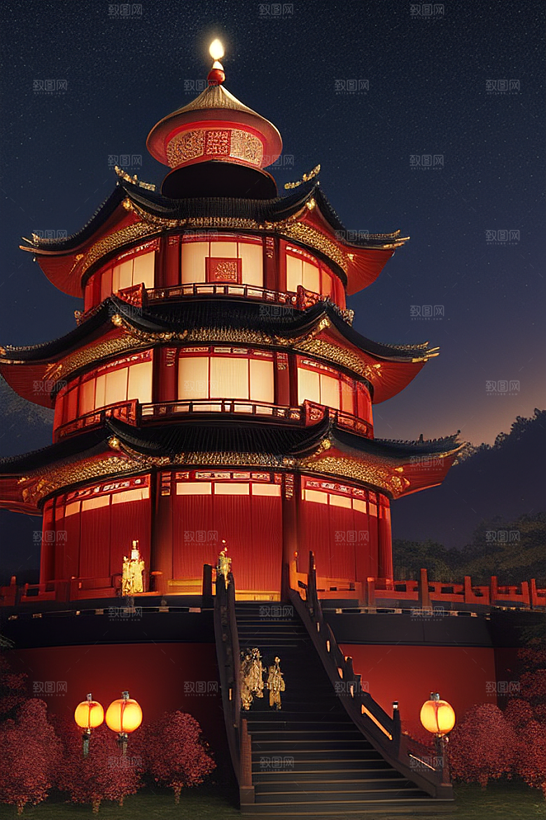 梦幻视觉冲击中国风宫殿高清渲染