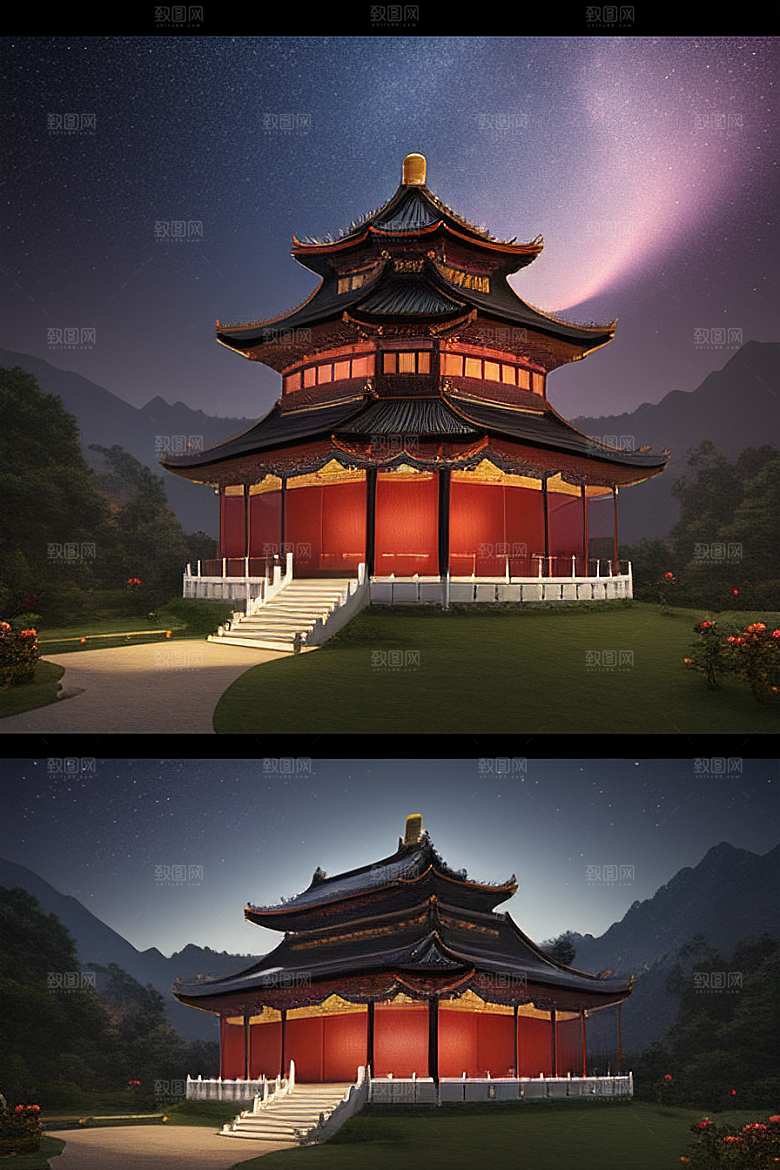 梦幻视觉冲击中国风宫殿高清渲染