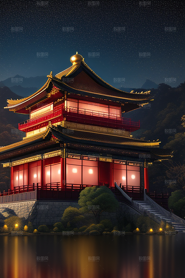 梦幻视觉冲击中国风宫殿高清渲染
